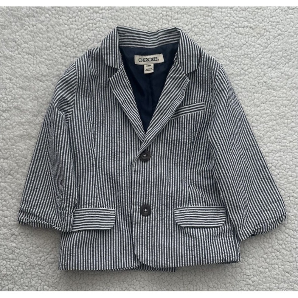 Baby Boys Seersucker Blazer Blue & White Jacket Classic Toddler Boy 18m